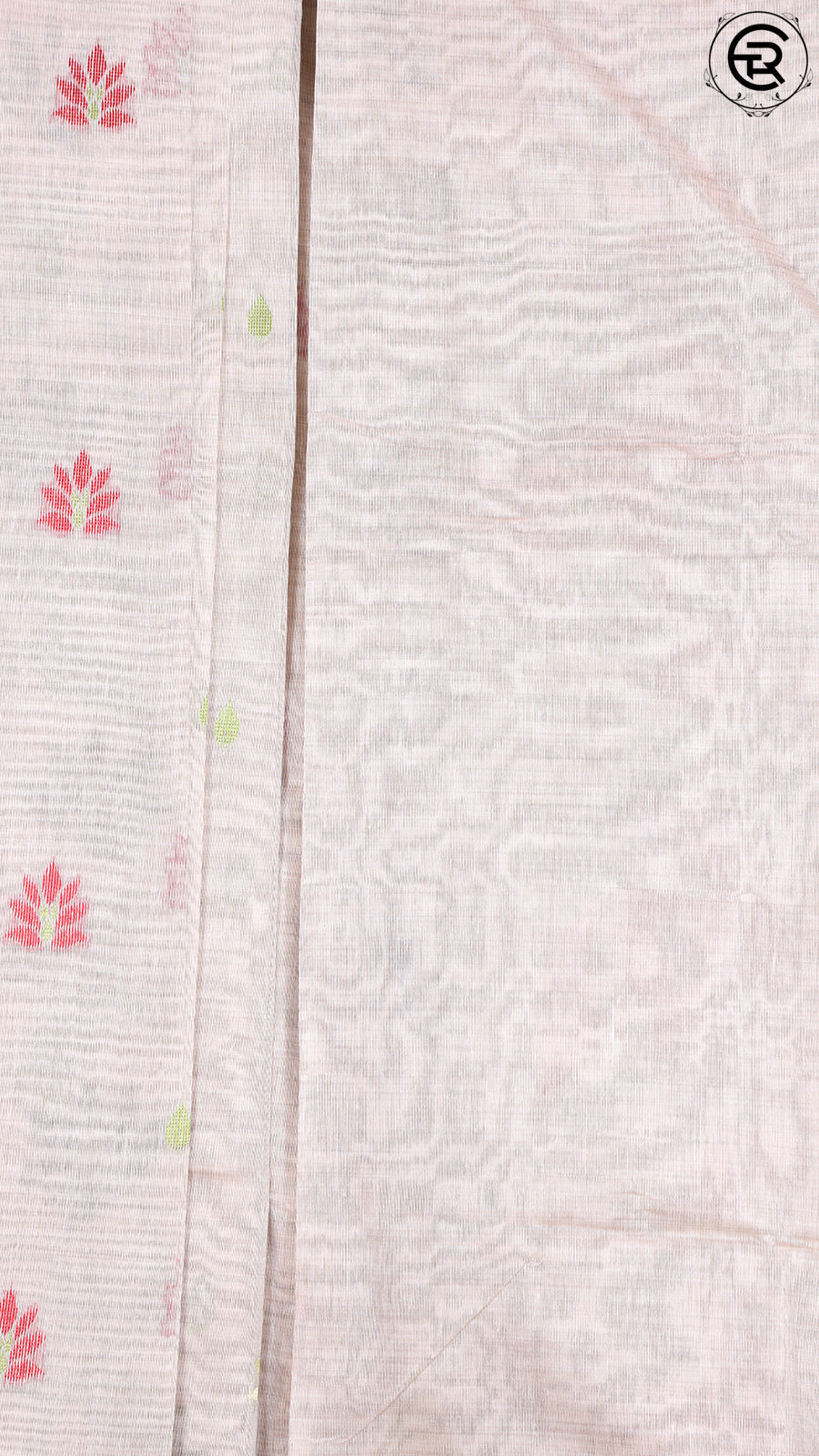Off White and Green Floral Jamdani Tussar Silk Saree