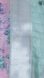 Pink and Green Floral Printed with Simple Pallu Mangalagiri Silk Saree