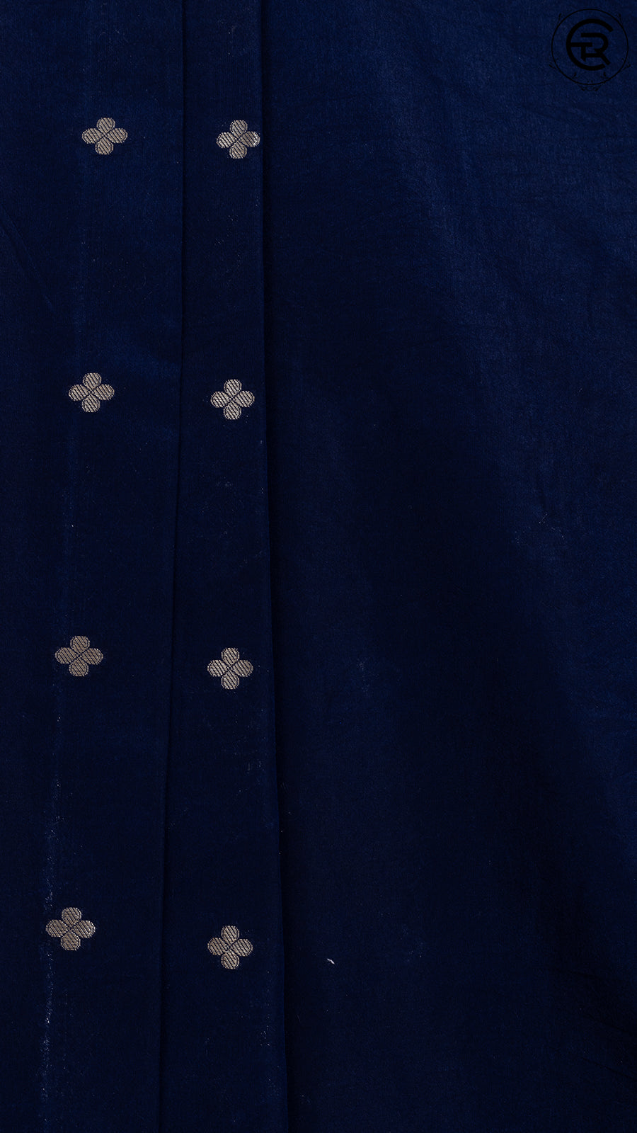 Royal Blue Floral Open Border Banarasi Warm Silk Saree