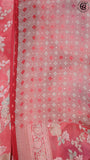 Peach Floral Brasso Silk Saree