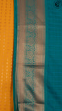 Golden Rod Yellow and Jade Green Festive Silk Gold Zari Woven Oval Checked Butta with Floral Design Border Ka