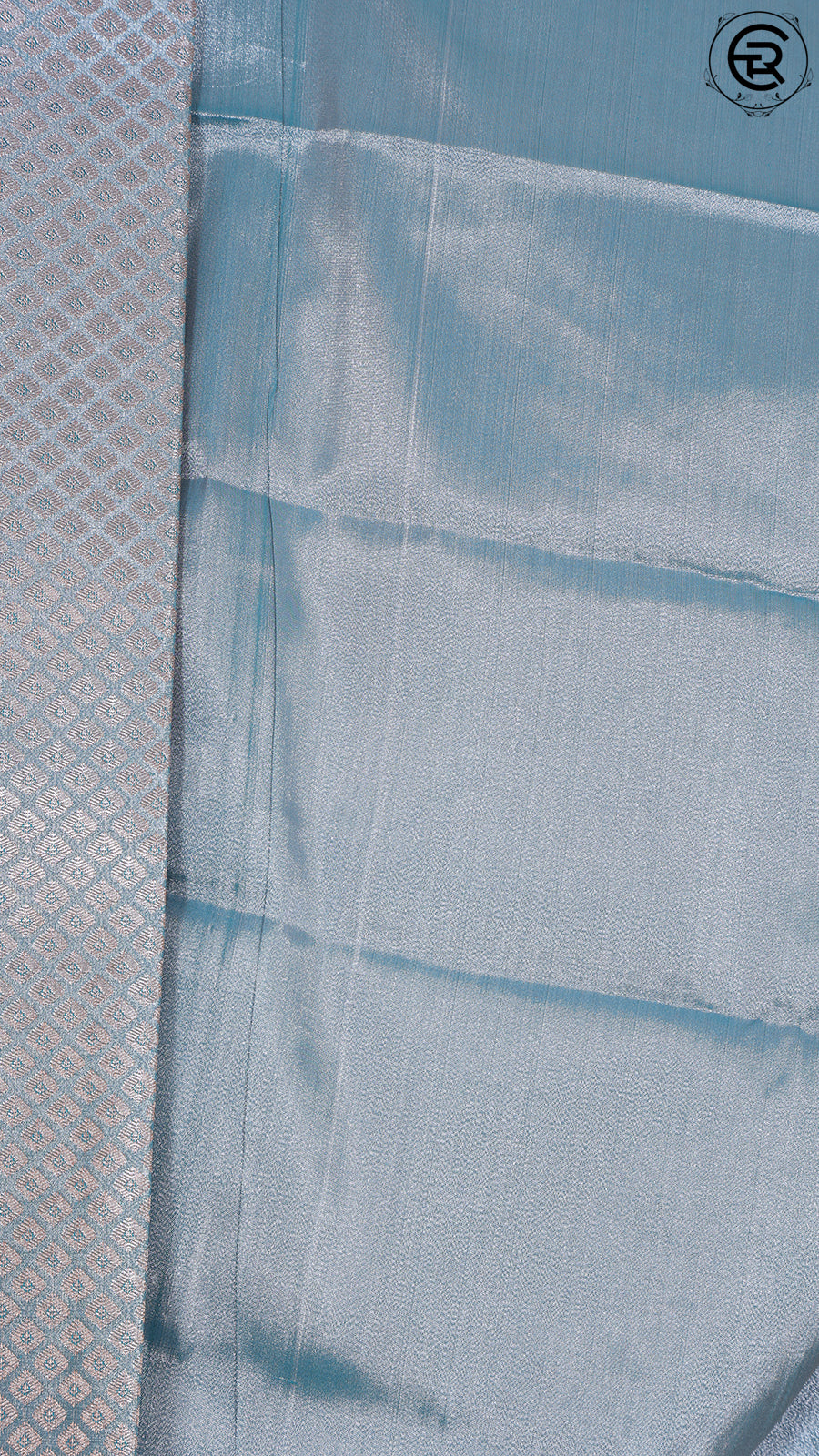 Sea Blue and Gold Diamond Zari Pure Tissue Silk Saree