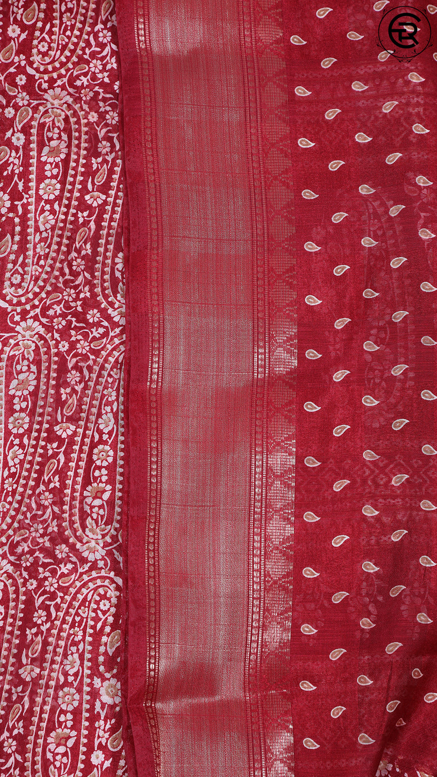 Maroon Paisley and Floral Pattern with Border Chanderi Silk Cotton Saree