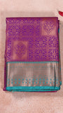 Purple and Jade Green Bridal Pure Kanchipuram Saree