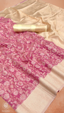 Pink & Beige Floral Designer Cotton Saree