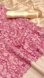 Pink & Beige Floral Designer Cotton Saree
