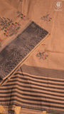 Beige & Grey Warli Embroidered Jamdani Cotton Saree