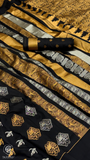 Black Gold Silver Peacock Kanchi Silk Saree