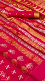 Red Gold Silver Peacock Kanchi Silk Saree
