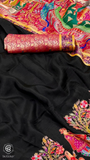 Black & Blue Festive Print Crepe Banarasi Saree