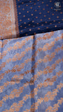 Navy Blue & Baby Blue Pure Crepe Chiffon Banarasi Silk Saree