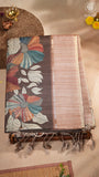 Brown Floral Kantha Matka Tussar Silk Saree