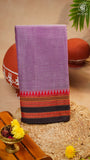 Lavender & Black Temple Border Handloom Narayanpet Cotton Saree
