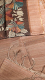 Brown Floral Kantha Matka Tussar Silk Saree