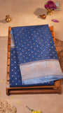 Navy Blue & Baby Blue Pure Crepe Chiffon Banarasi Silk Saree