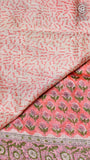 Peach Floral Handblocked Pure Maheshwari Cotton Sarees