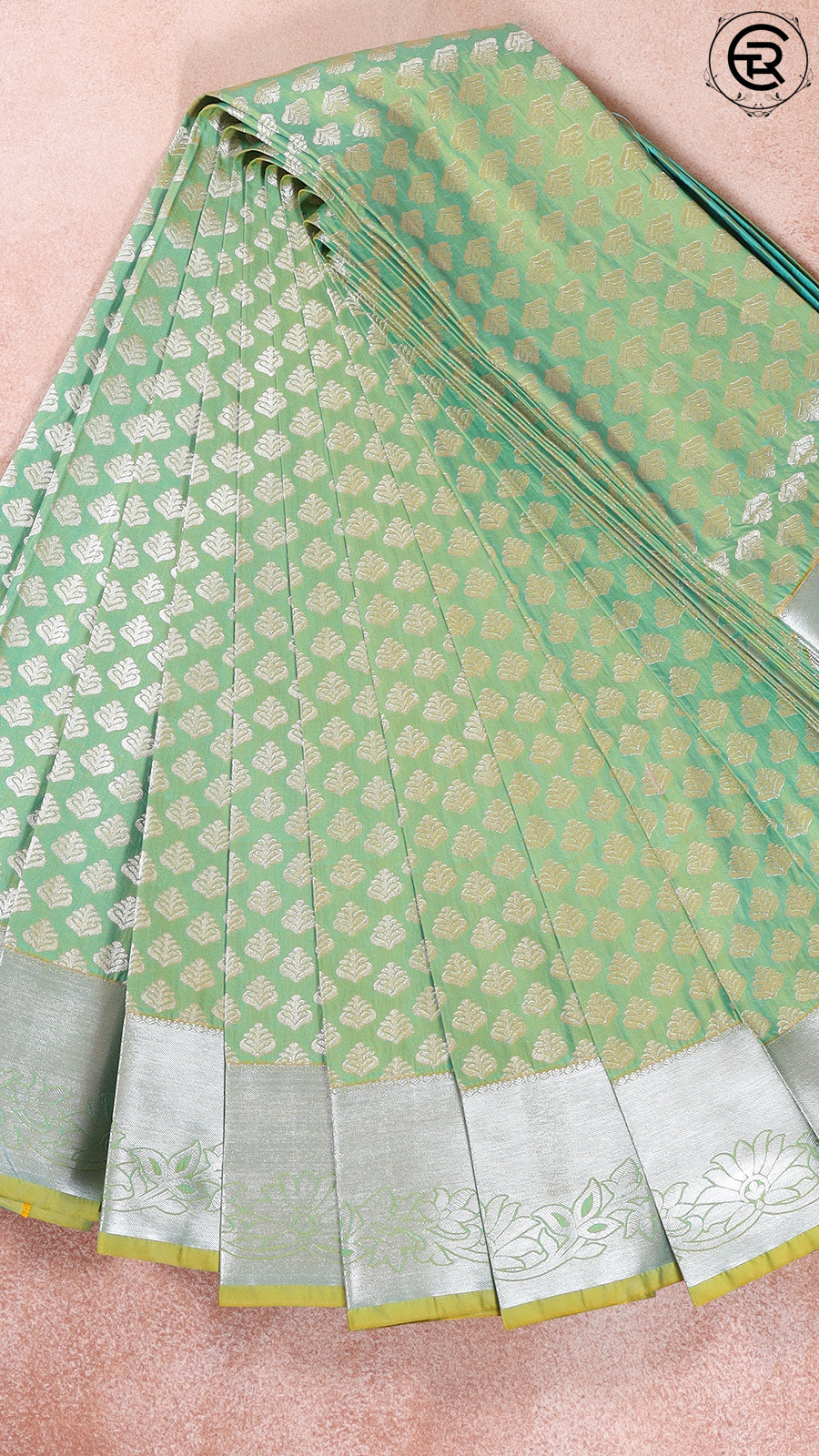 Sage Green and Yellow Kanchipuram Silk Saree