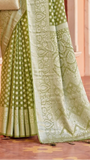 Green Thread Weaved Floral Georgette Silk Saree