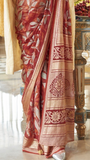 Rustic Orange Floral Brasso Georgette Silk Saree