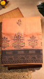 Orange & Black Warli Embroidered Jamdani Cotton Saree