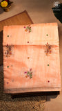 Orange & Gold Floral Embroidered Mirror Tussar Saree