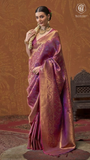 Plum Purple & Gold Floral Kanchi Soft Silk Saree