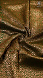 Pista Green & Deep Green Pure Crepe Chiffon Banarasi Silk Saree