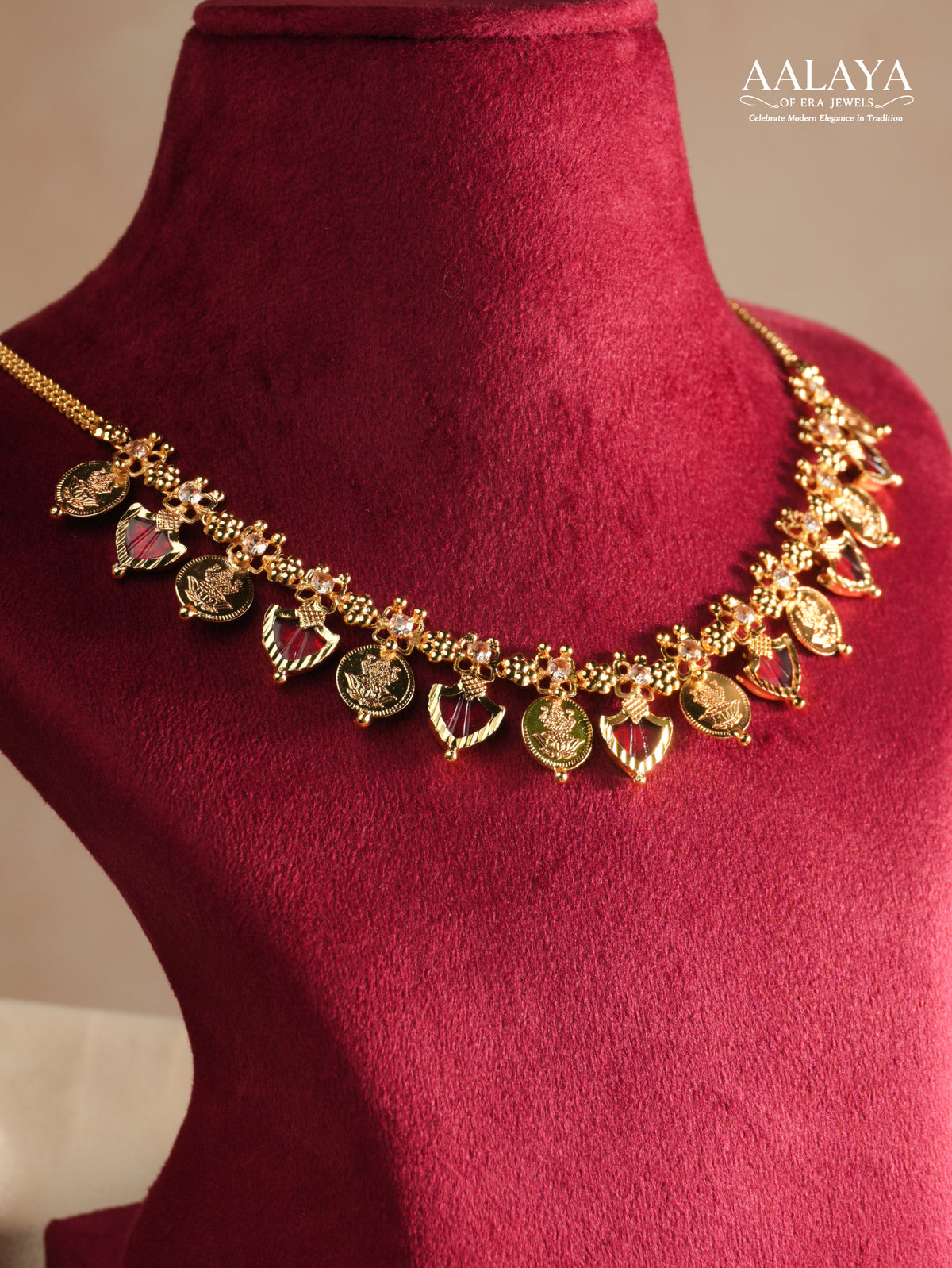 Aalaya Ruby Coin Charm Necklace