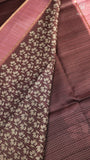 Plum & Pink Floral Kantha Matka Tussar Silk Saree