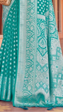 Blue Thread Weaved Floral Georgette Silk Saree