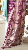 Purple Floral Brasso Georgette Silk Saree