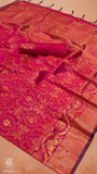 Ruby Pink & Gold Floral Kanchi Soft Silk Saree