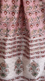 Baby Pink & Red Floral Handblocked Pure Maheshwari Cotton Sarees