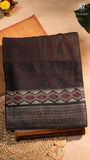 Maroon & Brown Ajrakh Patterned Munga Handloom Cotton Saree