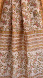 Beige Orange Floral Handblocked Pure Maheshwari Cotton Sarees