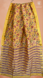 Sunflower Yellow Floral Handblocked Pure Maheshwari Cotton Sarees