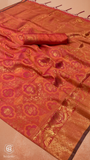 Orange & Gold Floral Kanchi Soft Silk Saree