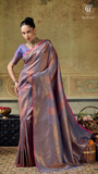 Lavender Intricate Geometric Floral Jacquard Kanchi Soft Silk Saree