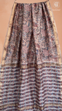 Beige Pink Floral Handblocked Pure Maheshwari Cotton Sarees