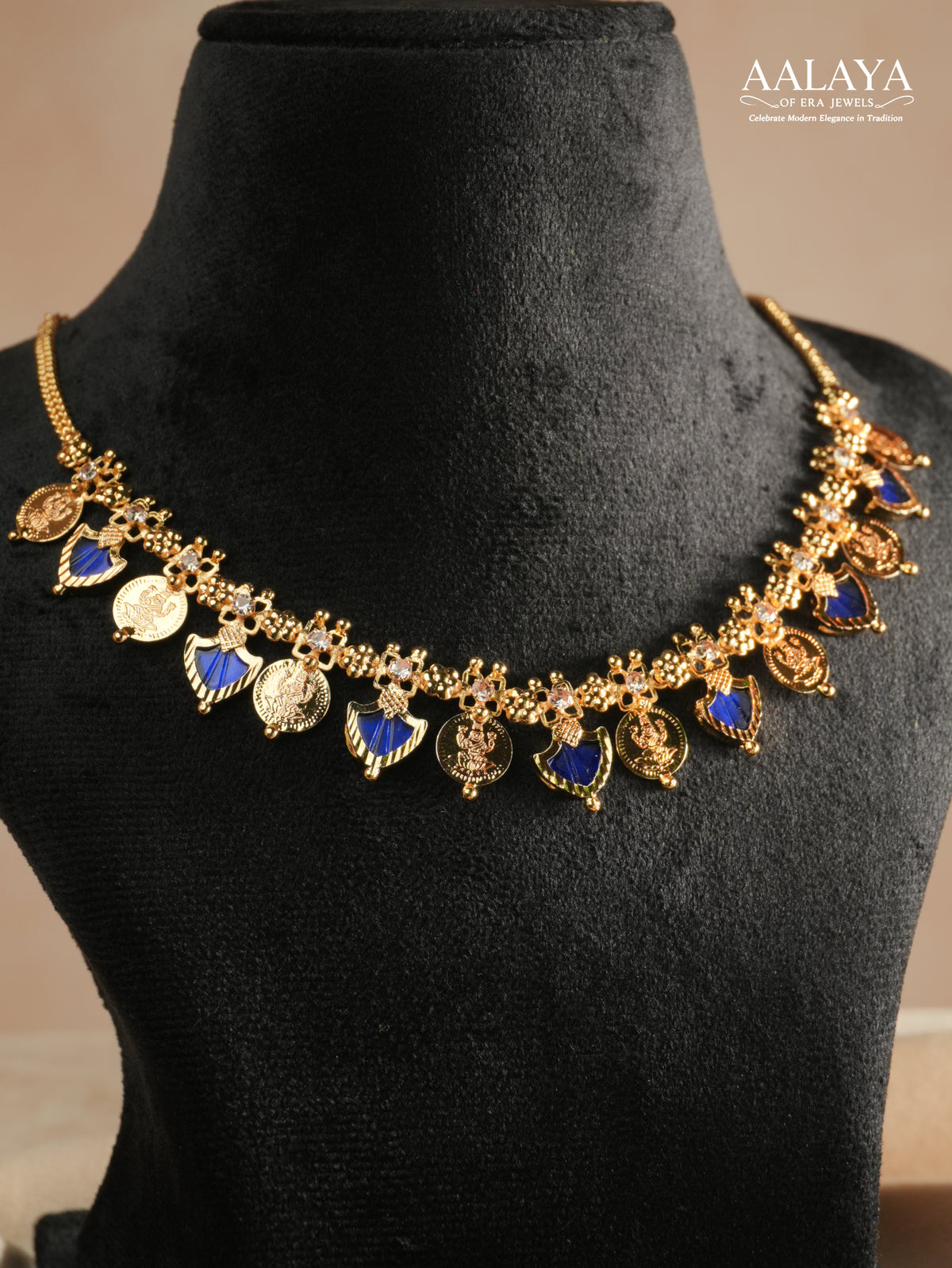 Aalaya Sapphire Coin Charm Necklace