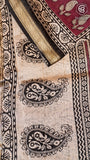 Red and Beige Floral Handblocked Pure Maheshwari Cotton Sarees