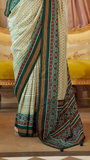 Green & White Cinderella Crepe Banarasi Saree