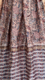 Beige Pink Floral Handblocked Pure Maheshwari Cotton Sarees