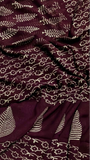 Brown and Beige Floral Handblocked Pure Double Chiffon Sarees
