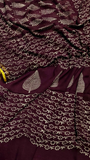 Brown and Beige Floral Handblocked Pure Double Chiffon Sarees