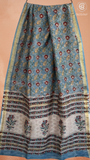 Blue Red & Yellow Floral Handblocked Pure Maheshwari Cotton Sarees