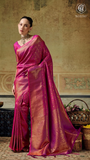 Plum Purple Intricate Geometric Floral Jacquard Kanchi Soft Silk Saree