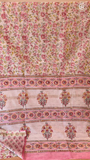 Pink Vine Floral Handblocked Pure Maheshwari Cotton Sarees