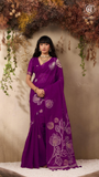 Purple & Gold Sliver Rose Tussar Silk Saree