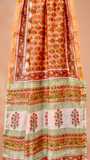 Orange Floral Handblocked Pure Maheshwari Cotton Sarees